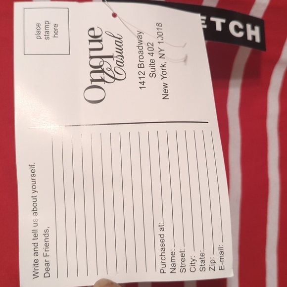 Onque Casual Red & White Striped Blouse Top Shirt, 3/4 sleeves Size Large NWT - Picture 8 of 11